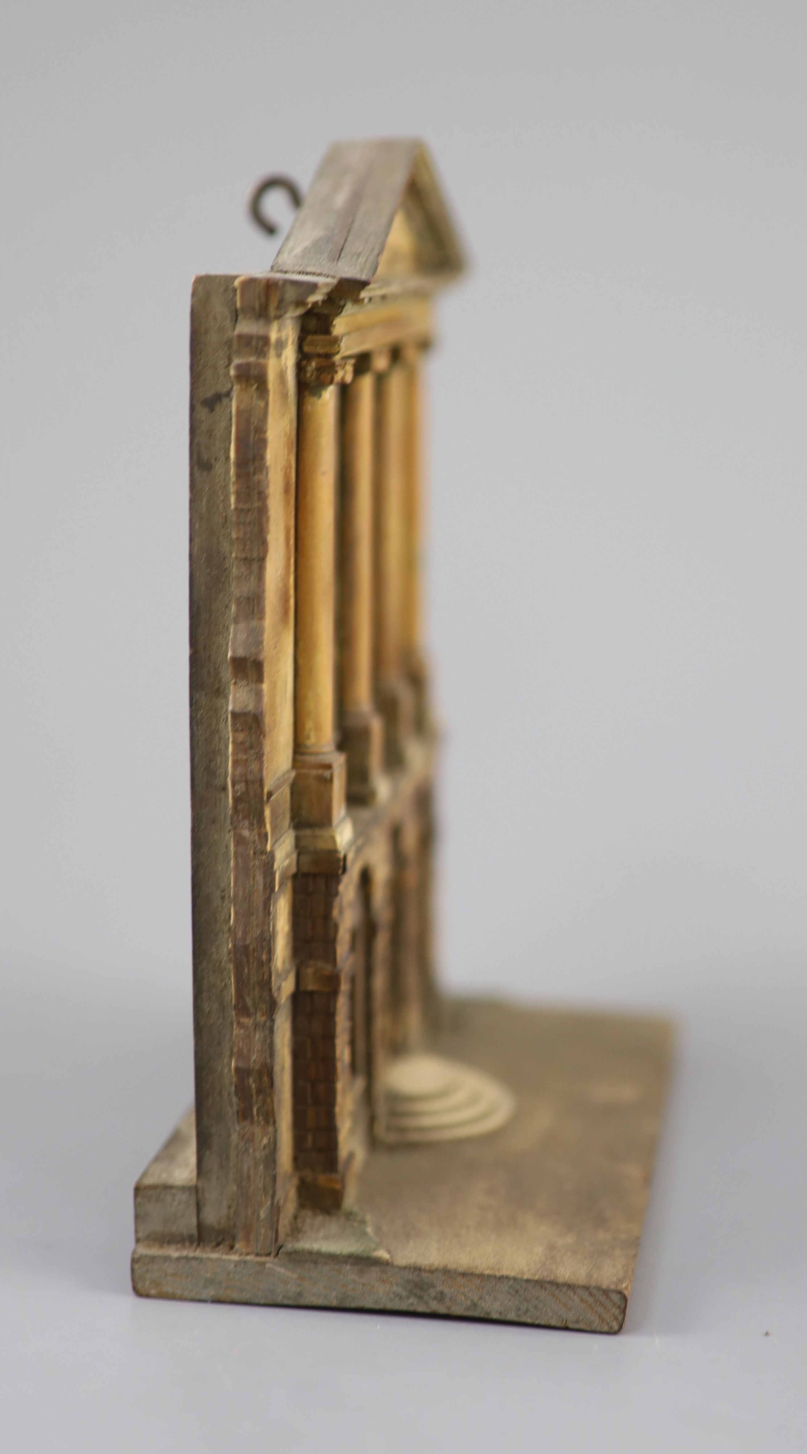 A 19th century painted wood architectural elevation model of Lansdowne House portico, after Robert Adam 17cm high, Provenance - A. T. A
